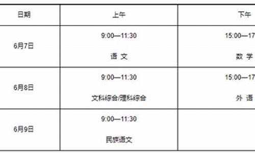 高考考试科目时间_高考考试科目时间顺序天津